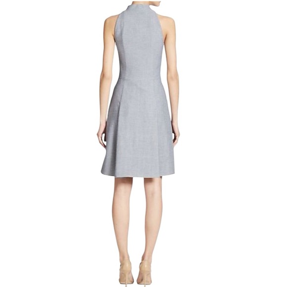 Akris Punto Textured Zip-Front Sleeveless Fit & Flare Dress -Steel Blue - Size 8 - Picture 6 of 11